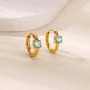 Hot Sale Fashion December Colored Birthstone Earrings Ladies Gold Stainless Steel Premium Earrings Temperament