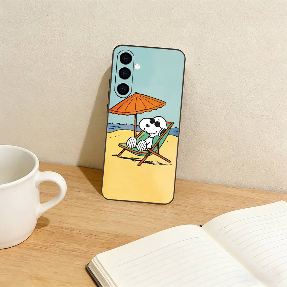 O-l Snoopy Phone Case For Samsung Galaxy A73,A72,A71,A70,A53,A52,A51,Others Soft Black Cover Samsung a72