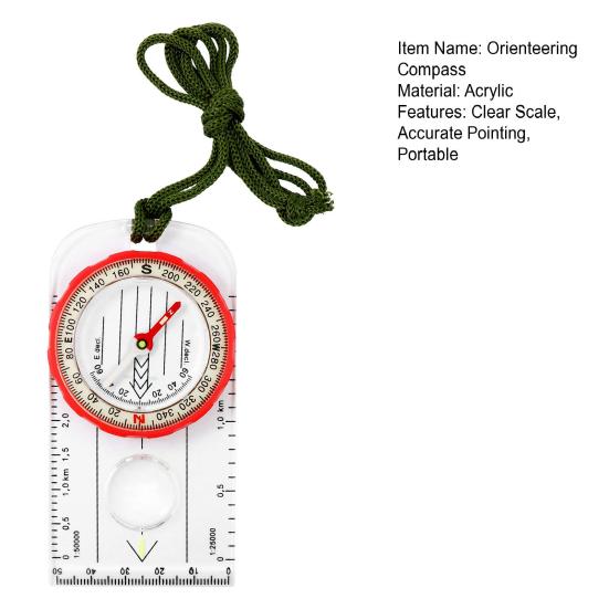 Outdoor Orienteering Compass with Lanyard Clear Scale Accurate Pointing Portable Survival Compass