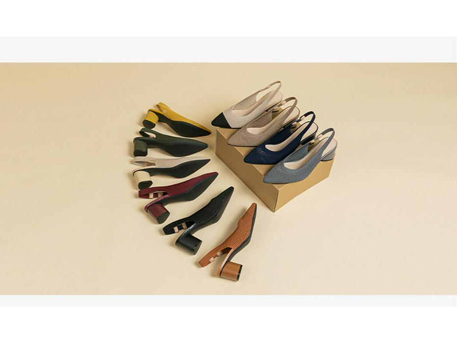 BT663 Princess Cutout Knitted Sandals - Round/Pointed Toe, Back Strap, Low Cut, Chunky Heel