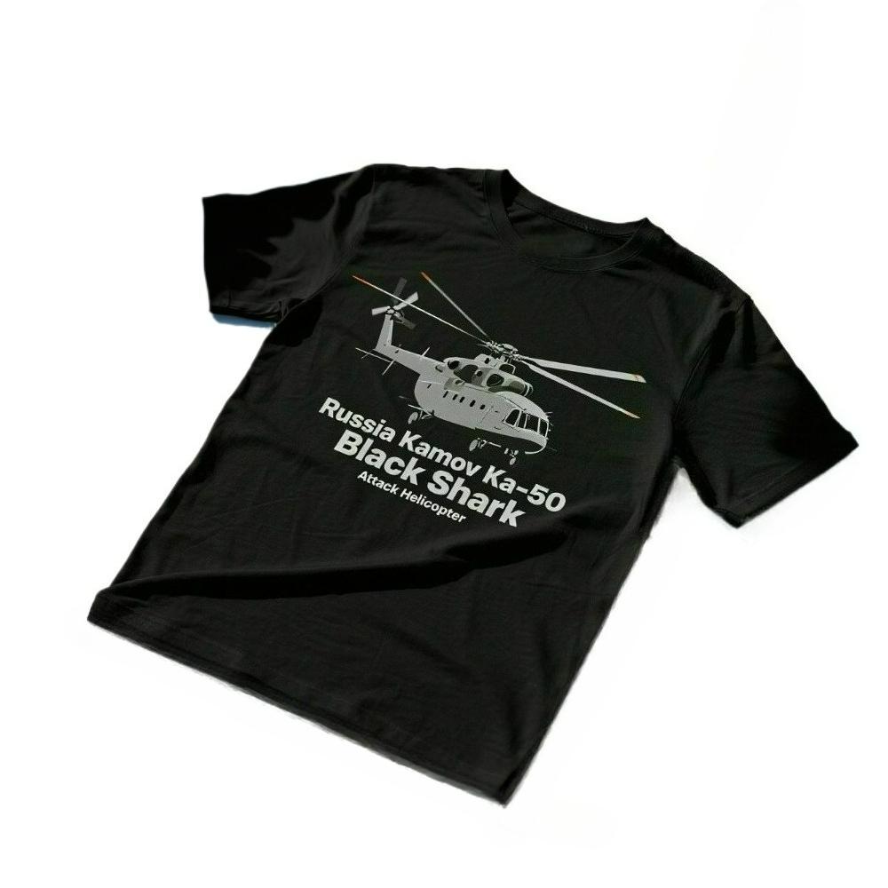 Russia Kamov Ka-50 Black Shark Attack Helicopter T-Shirt 100% Cotton O-Neck Summer Short Sleeve Casual Mens T-shirt Size S-3XL 4XL