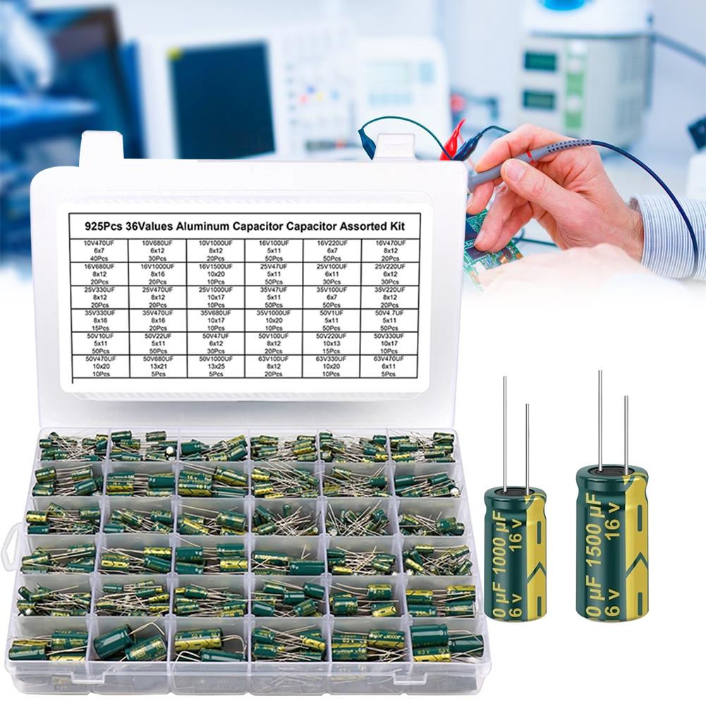 15/24/36 Values 225/460/925Pcs Variable Capacitors Assorted Kit Aluminum Electrolytic Capacitors Assortment Kit for DIY Projects