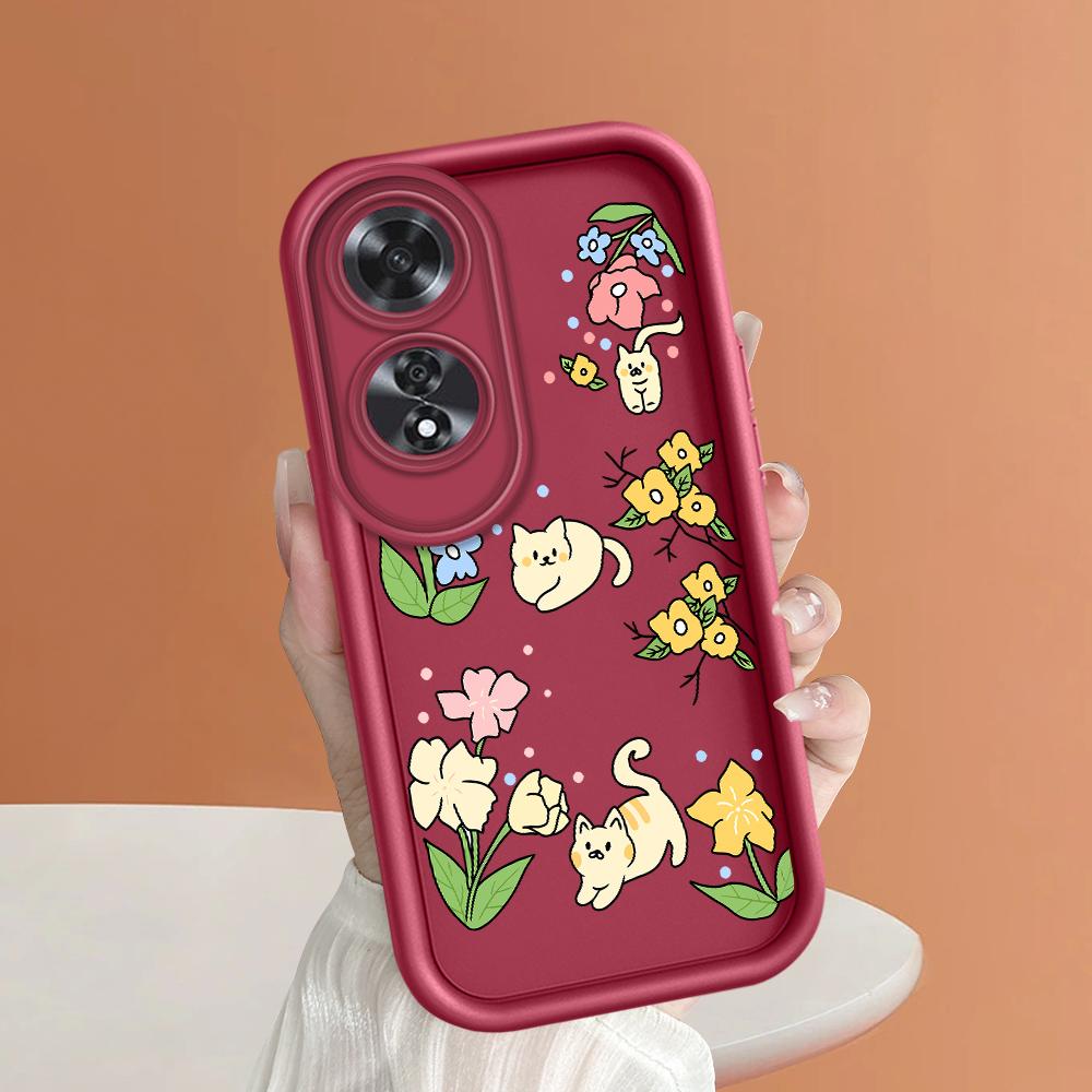 For Realme 11 11x 12x 12 Pro C21 C30 C33 C35 C65 OPPO A18 A38 A60 A96 Reno 10 11 12 Pro Flowers Pattern Soft Full Camera Protect Phone Case