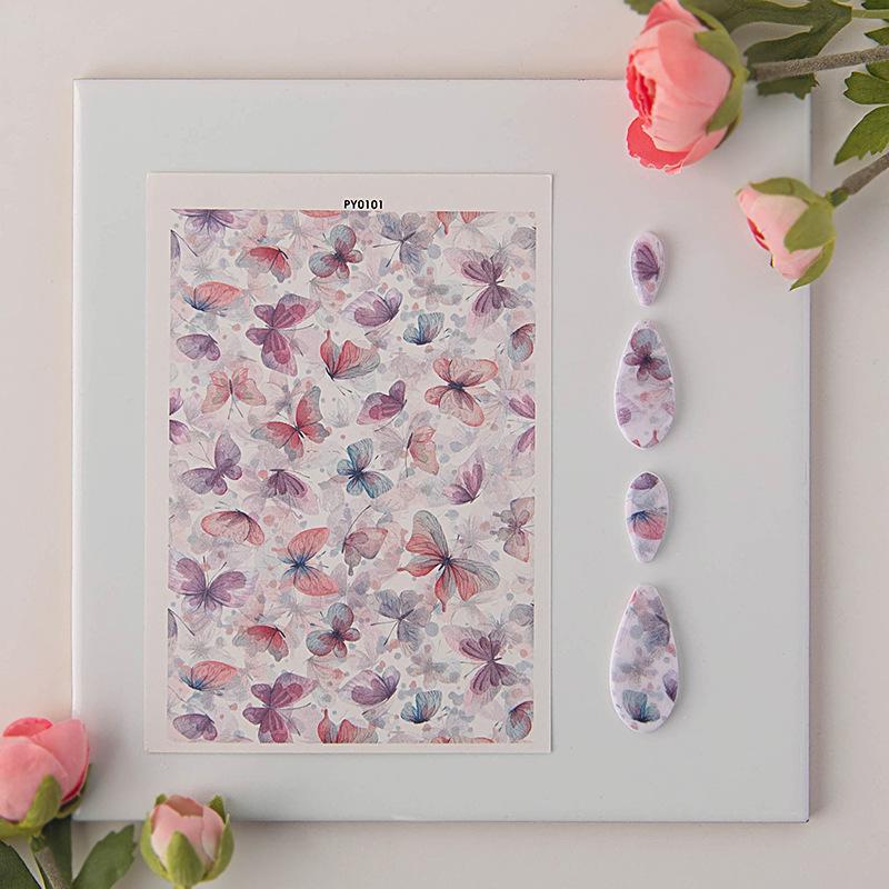 Pottery Tools Soft ceramic water transfer paper color butterfly series clear easy operate for Handmade Personalized Jewelry