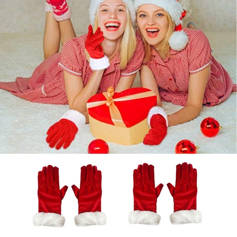 Winter Warm Stretchy Mittens Adult Christmas Cosplay Santa Full Finger Gloves Knit Gloves for Cold Weather Cycling