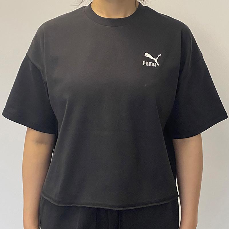 New PUMA Drop Shoulder Sleeve T Shirt Women's Black 622963-01