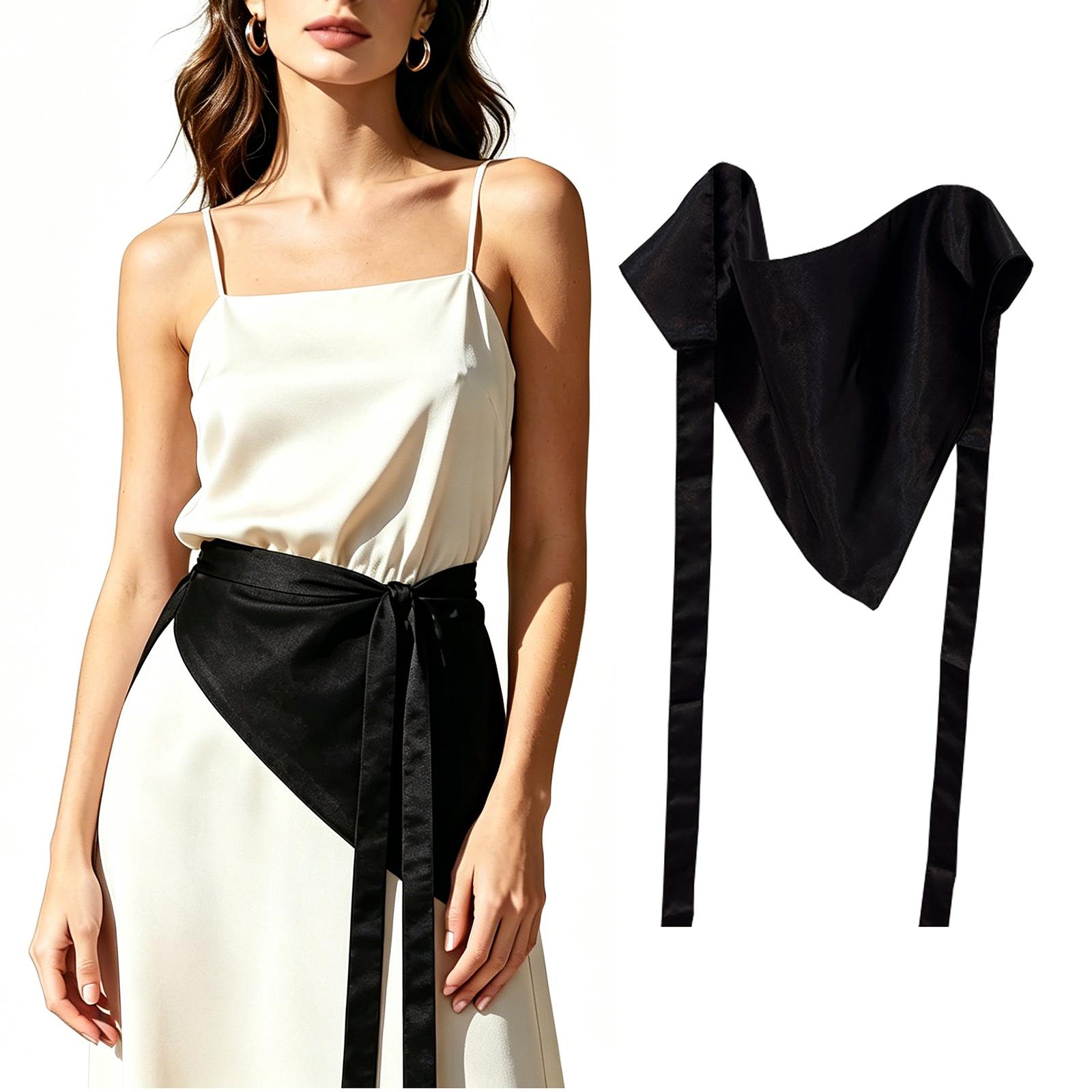 

Women s Satin Tassel Triangle Scarf Waist Belt, Multi-Way Wrap for Dresses & Jeans One Size