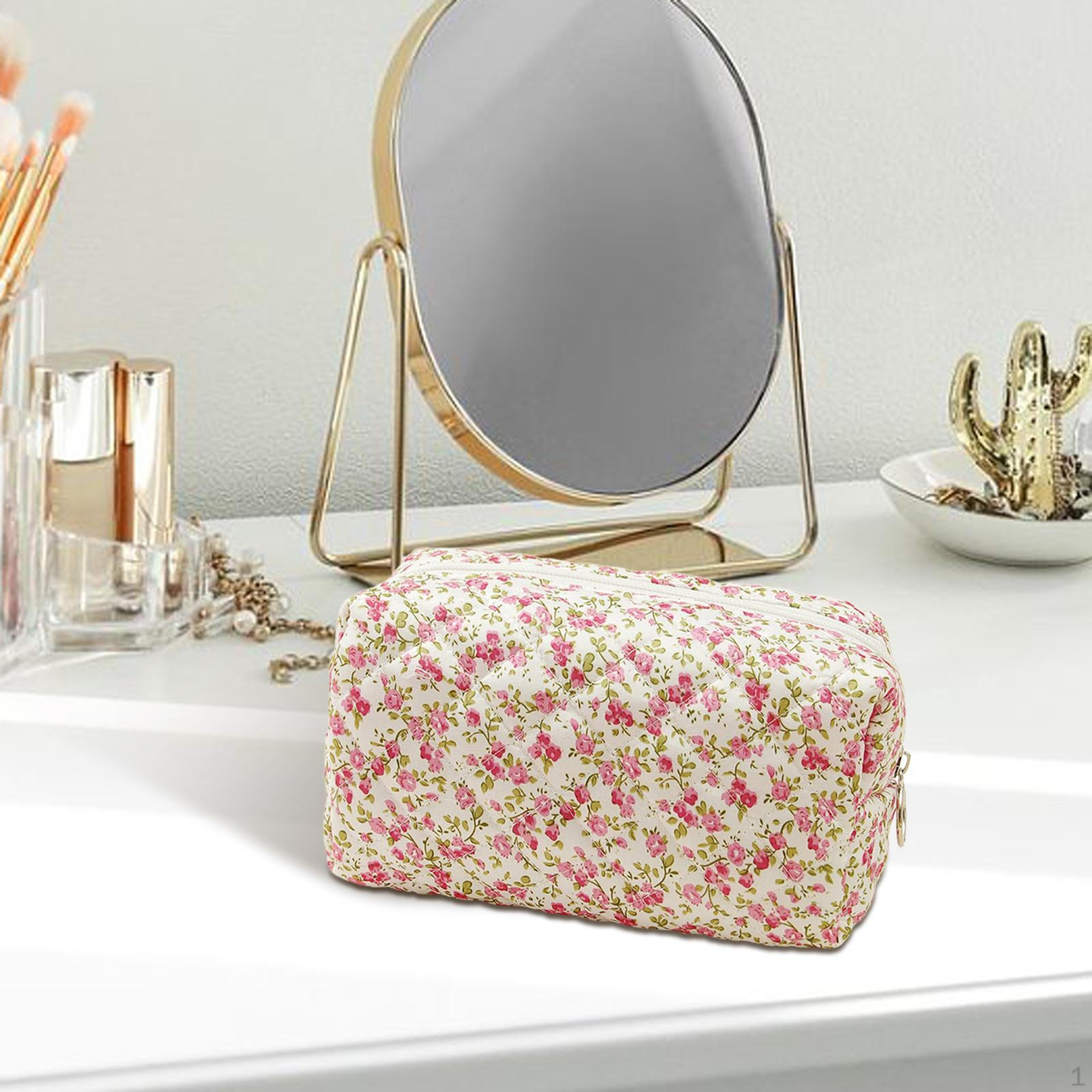 

Косметичка органайзер для макияжа с цветочным принтом женская практичная сумка для путешествий хранение косметики Red Green