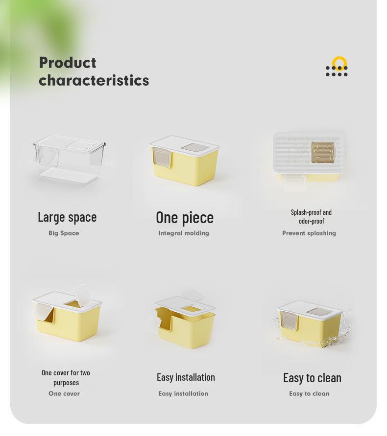 Extra-Large Semi-Enclosed Cat Litter Box - Anti-Splash, Spacious Design