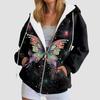Women Zipper Hoodie Autumn Butterfly Print