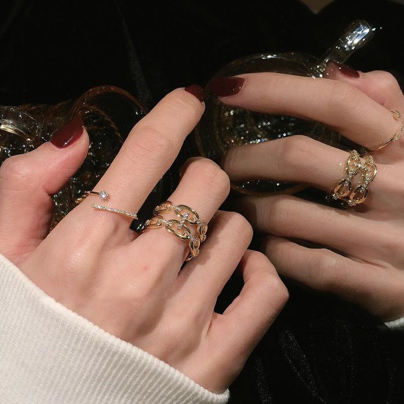Korean Elegant Fashion Geometric Adjustable Copper Ring For Women Perfect For Ins Style