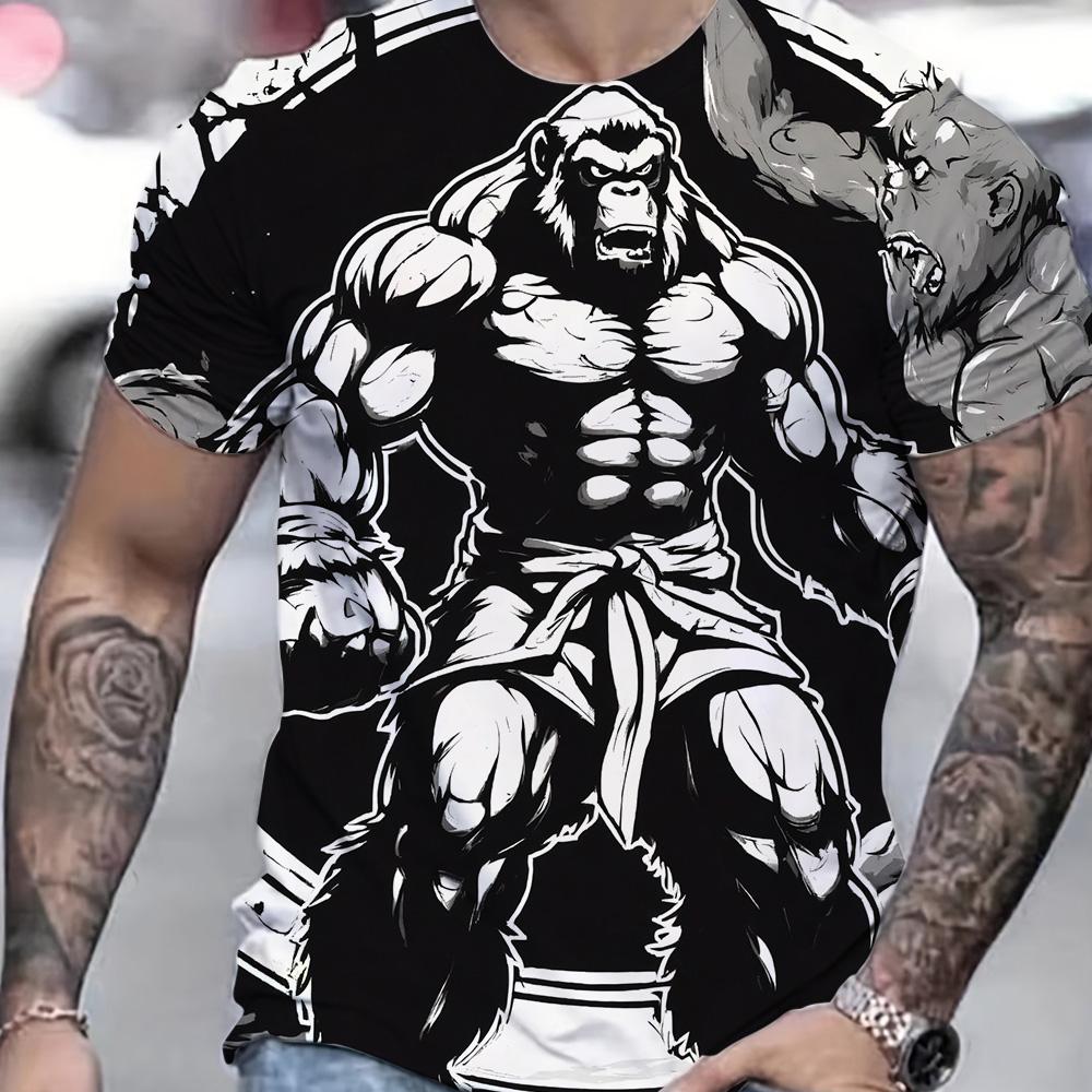 Men Summer Breathable Quick Drying Sports Tops Fashion Boxing Short Sleeve Tees