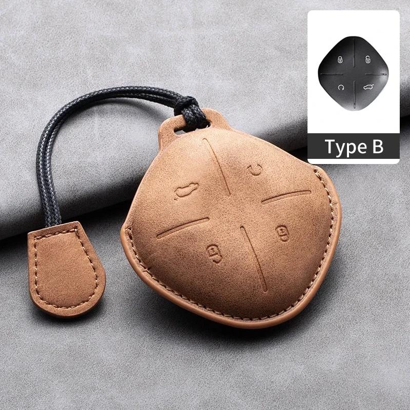 

4 Buttons Leather Car Remote Key Case Cover For Chery Jetour Traveller Auto Key Shell Fob Protector Holder Keychain