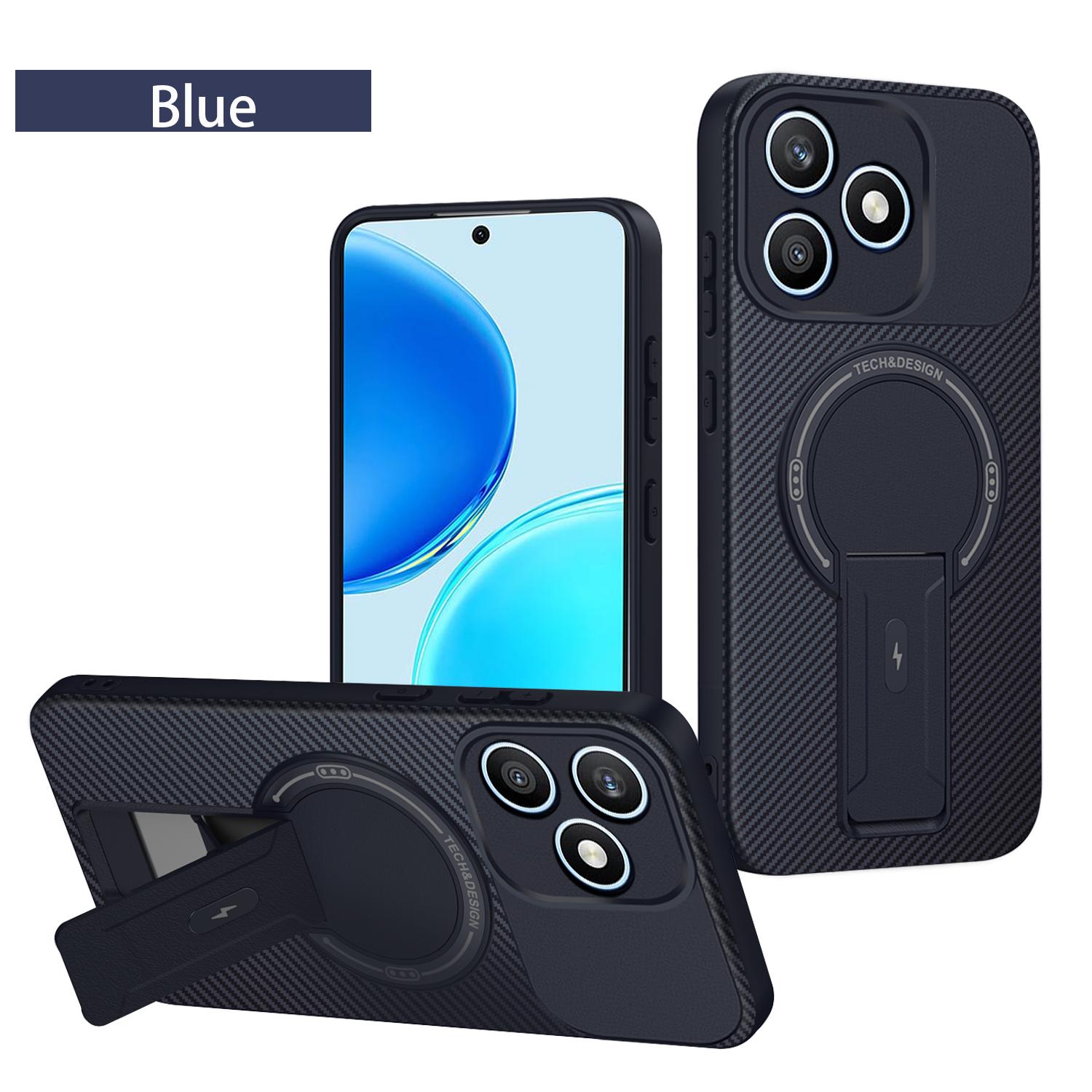 

Foldable Bracket Phone Case for Honor X8D X5C X5D Plus X7D X6C 4G 5G X5C+ X5D+ Carbon Fiber Texture Magnetic Luxury Bumper Cover Honor X6c