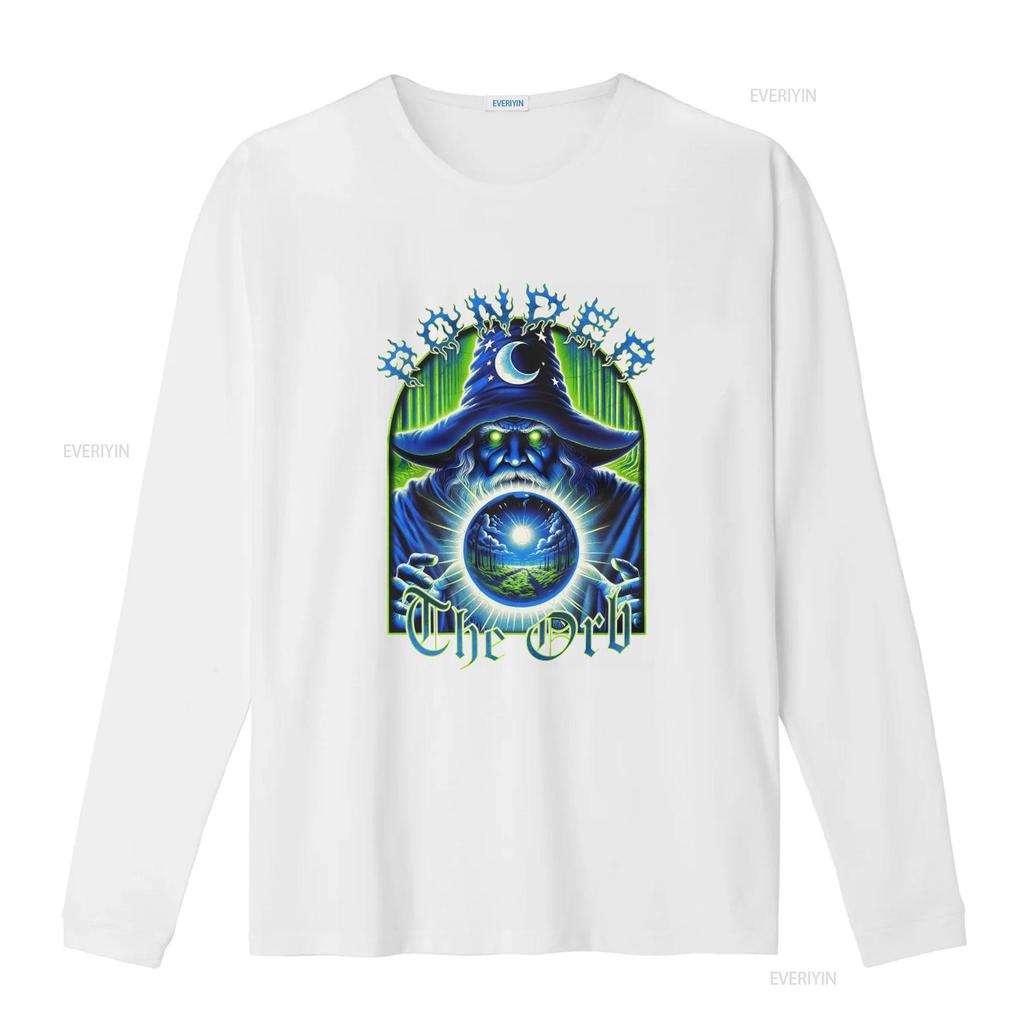 Vintage 80er Jahre Stil Zauberer Blau Ästhetik T-Shirt Extra Großer Druck mit Denke über die Kugel Design vintage Gewaschen Stilvoll homme