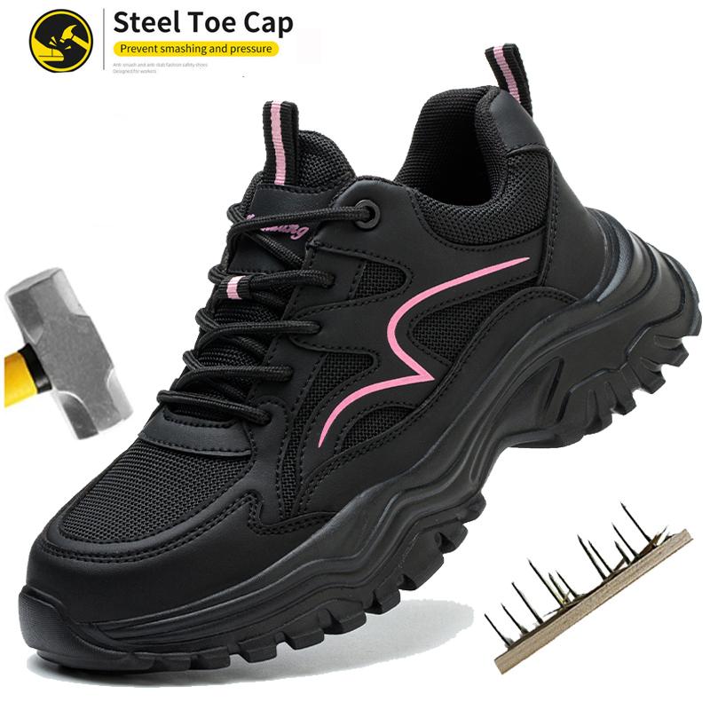 Women Safety Shoes Steel Toe Work Boots Slip Resistant For Cleanrooms, Electronics Assembly & Precision Manufacturing Work Shoes