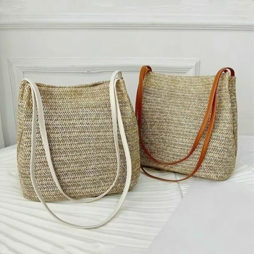 Women Large Capacity Shoulder Bags Bohemia Straw Bag Woven Round Rattan Handbag Crossbody Summer New Leisure Beach Vacation