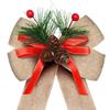 Christmas Bows with Pine Cones Pine Needles Buffalo Plaid Ribbon Bows Christmas Tree Wreath Decoration for Gift Wrapping