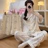 Spring And Summer Cloud Cotton Three-Piece Cute Colorful Spotted Puppy Print Short-Sleeved Loungewear