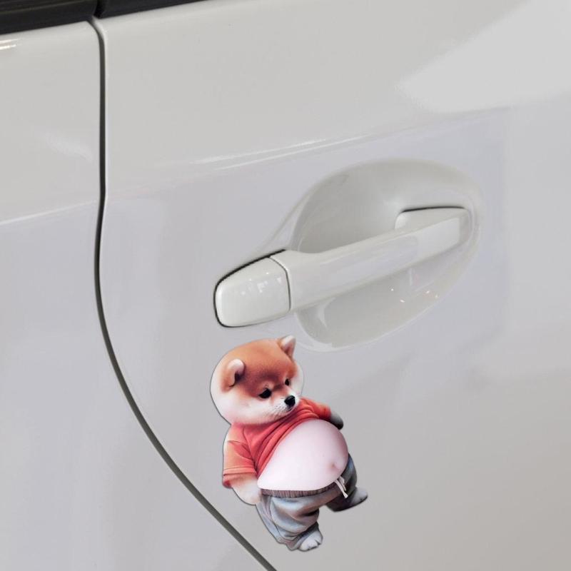 Pressure Relieving 3D Adhesive Dog Sticker Shiba Inu Design Suitable for Preventing Car Door Collisions Home Decoration