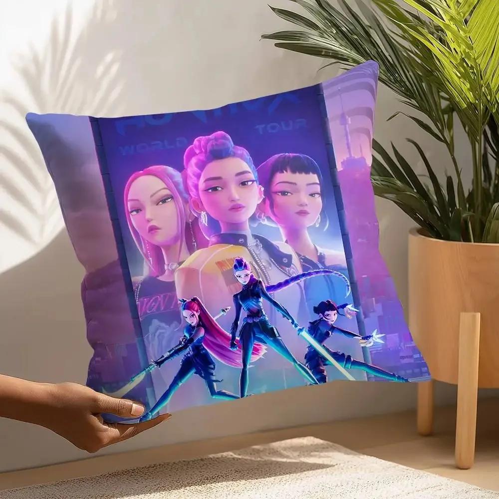 Anime Tema Kpop Demonjägare Örngott Set 2D Tryck Plysch Tyg Soffa Sovrum Inredning Gåva Rolig