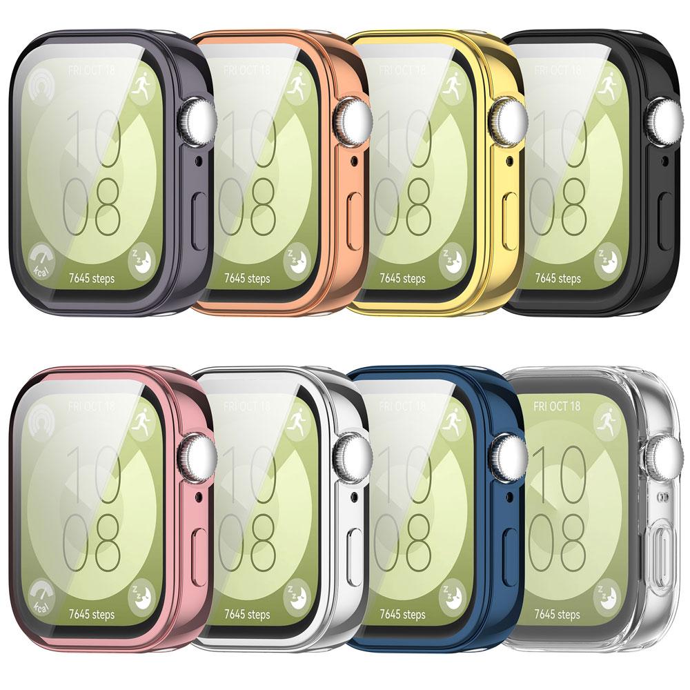TPU / PC Glas + Hülle für Huawei Watch Fit 3 Rundum-Displayschutz Hart-Bumper für Huawei Watch Fit3 Abdeckung Schale Hüllen