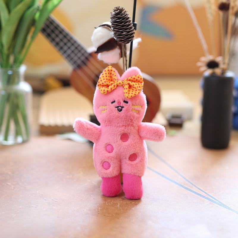 Entzückende Niedliche Cartoon Gepunktete Katze Plüschtier Schlüsselanhänger Taschenanhänger 15cm Weiche Stoffpuppe