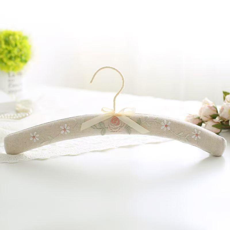 

38cm Elegant Cloth Embroidery Hanger Adult Linen Wedding Dress Hangers Wardrobe Closet Storage Rack Space Saving Organizer