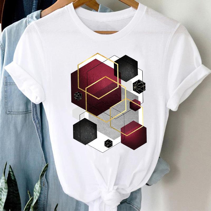 Fashion Casual Landscape Mountain Graphics Womens T-Shirt 90S Summer Blouse Loose White Short Sleeve O-Neck Female Tops Clothing