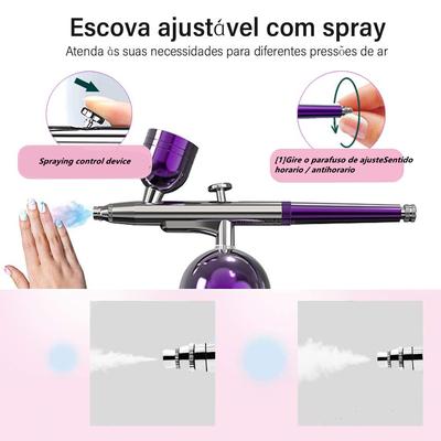 Unghie aerografo con compressore Aerografo portatile per unghie Torta Trucco Trucco Vernice Pistola a spruzzo ad aria Kit spazzola ad aria iniettore di ossigeno