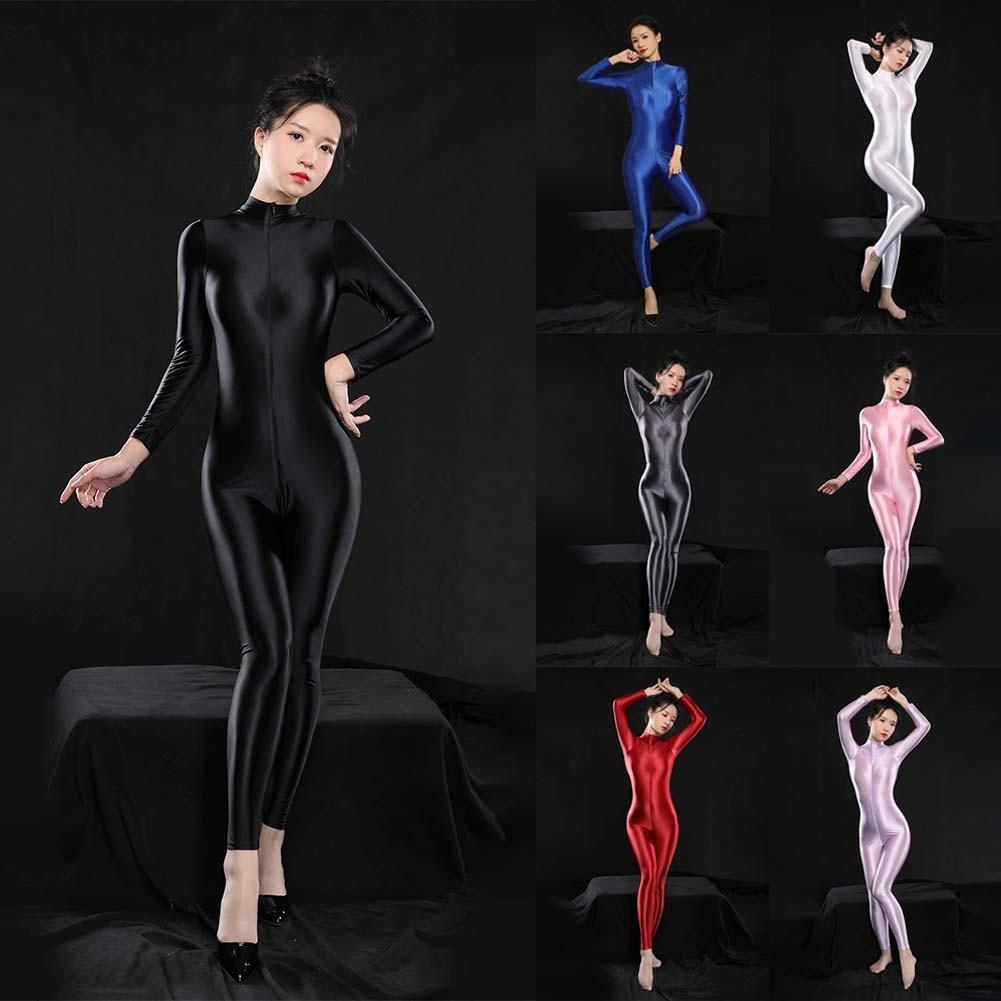 Womens Bodysuit Tights Zip-up Bodystockings Bodysuit