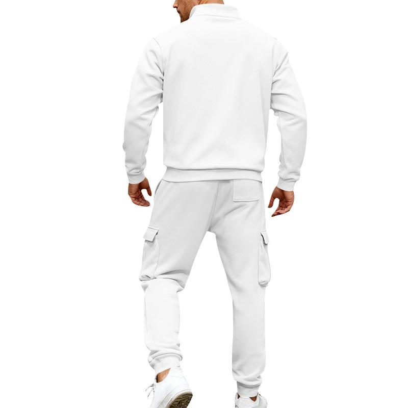 Men's 1/4 Zip Stand Collar Tracksuit 2 Piece Outfit Long Sleeve Sweatshirt & Cargo Jogger Pants Set Casual Athletic Sweatsuit