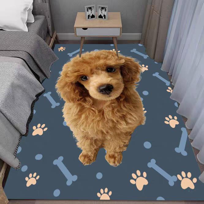 Animal Theme Bedroom Carpet Adorable Puppy Pattern Soft Non Slip Floor Mat for Kids Room Nursery Home Decor Set
