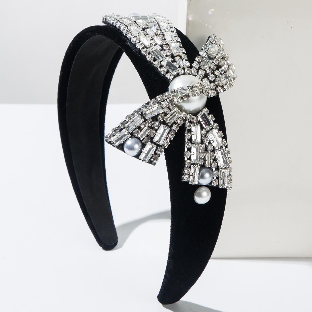 

Flannel Super Flash Heavy Industry Headband Full of Diamonds Bow High Sense Elegant Light Luxury Headband Temperament Versatile Hair Accessories 2026