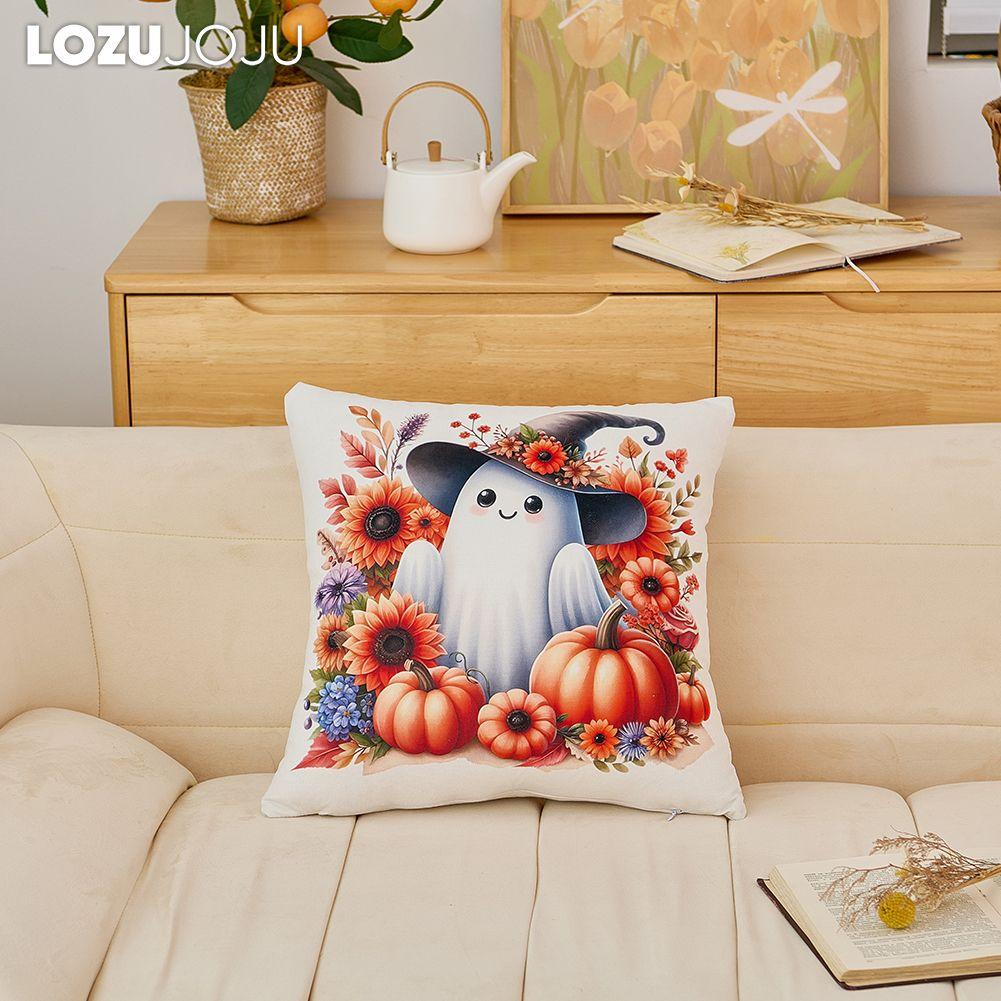 1PC LOZUJOJU Halloween Pillowcase Cute Cartoon Printed Cushion Cover for Sofa Living Room Bedroom Home Decor