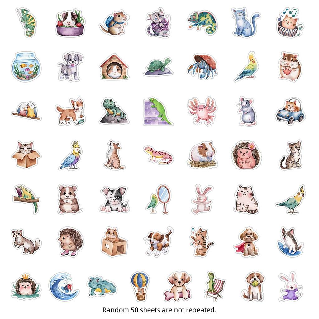 50PCS Cute Cartoon Animal Waterproof Stickers for Phones & Computers