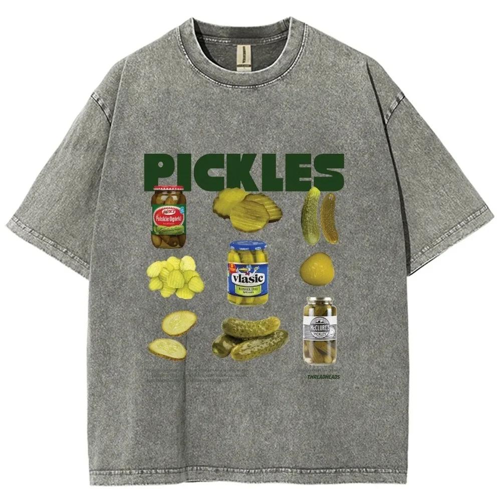 Neutral Summer Retro Washed T-shirt Cartoon Printed Short Sleeved Retro T-shirt Fashionable Round Neck T-shirt