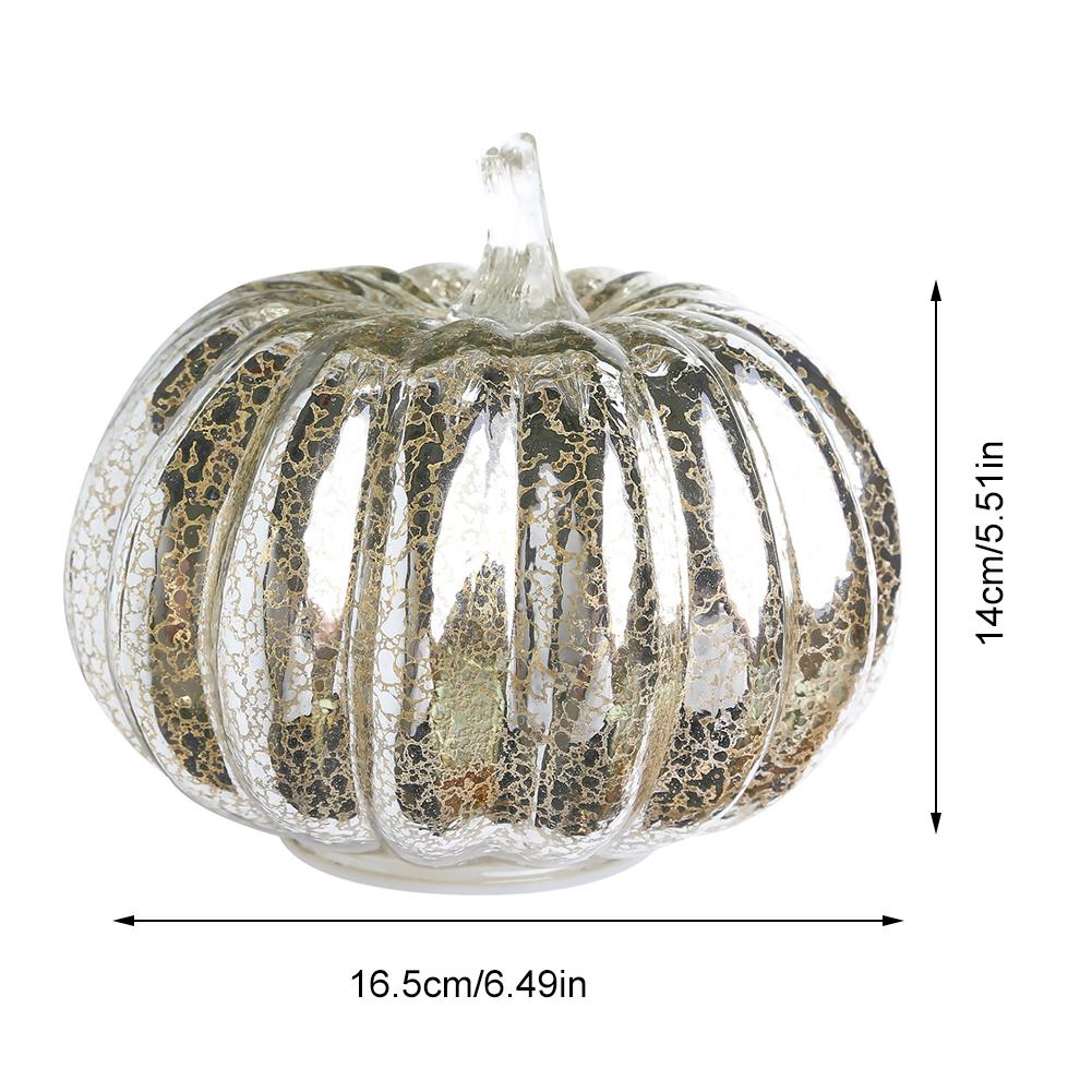 Glass Pumpkin Lanterns Battery Operated Halloween Pumpkin Lights LED Twinkling Lamp W/ Timer Halloween Decorations Desk Ornament