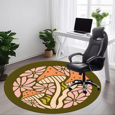 1pc Mushroom Garden Office Round Area Rug, Indoor Mat Suitable For Office, Under Office Chairs Bedroom Living Room Home Decor166