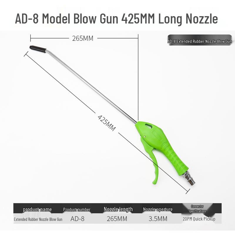 Extended High-Pressure Pneumatic Air Blower & Dusting Gun Tool