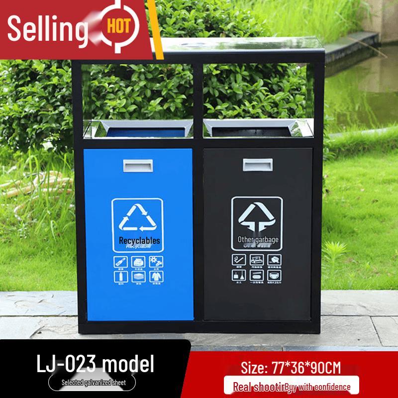 Outdoor Stainless Steel Dual Compartment Recycling Bin