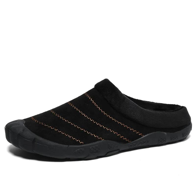 Fashion Slippers Men Winter Home Slippers Slides Unisex Cotton Shoes Plus Velvet Warm Waterproof Cloth Casual Shoes Male Big Size 47 48