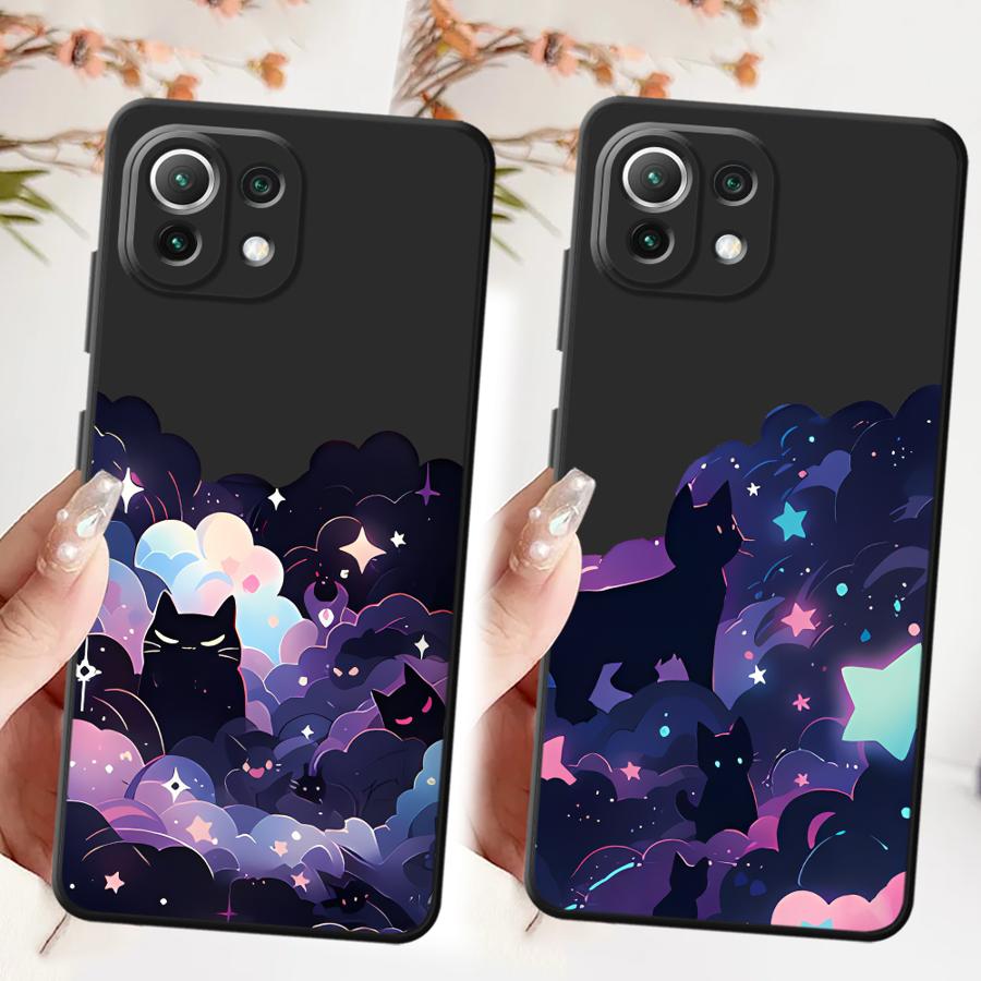 Black Cat Starry Night Case for Xiaomi Mi 11T 10T 12X 11 12 12T Pro 14 13 Lite Funda Phone Cover