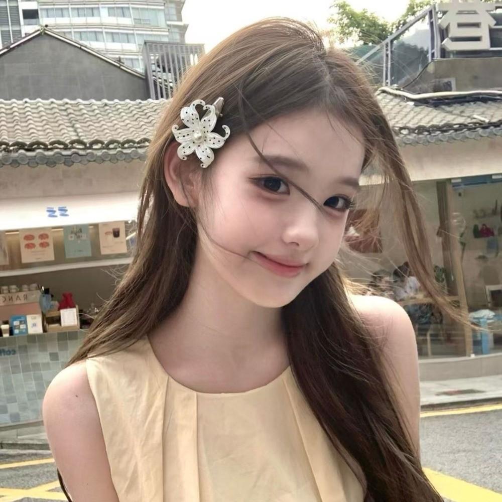 Pearl Flower Hair Clips Star Print Vintage Side Clip Elegant Flower Hairpins Girls