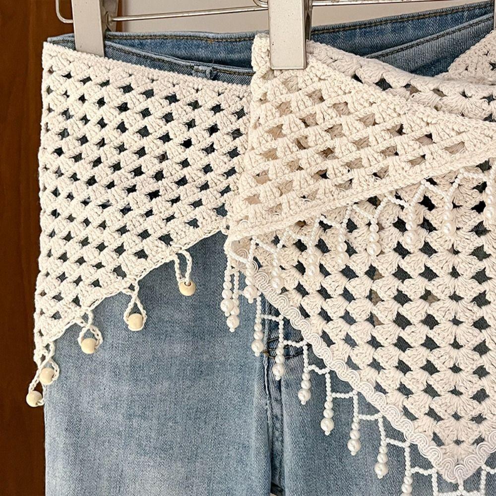 Handwoven Fringe Waistband Hollow-Out Trim Butt Curtain Jeans New Waist Hip Wrap  Fashion Accessory