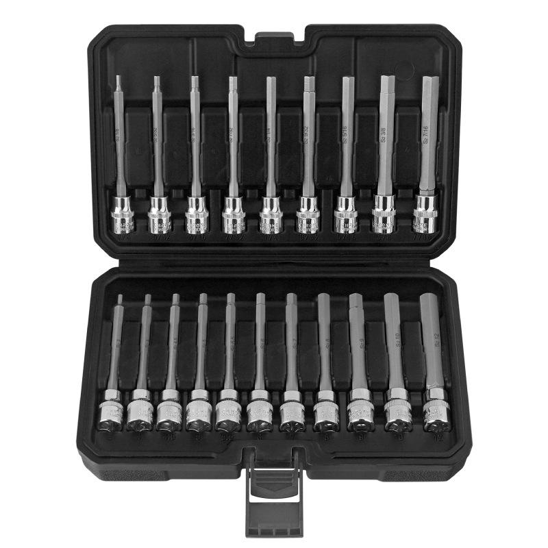 20-Piece Hex Socket Screwdriver Set with Extended Bits and Hex Wrench