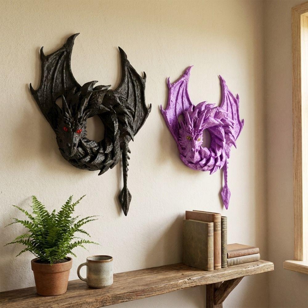 Gothic Fantasy Dragon Wreath Ornament Dark Style Dark Flying Dragon Sculpture Bedroom