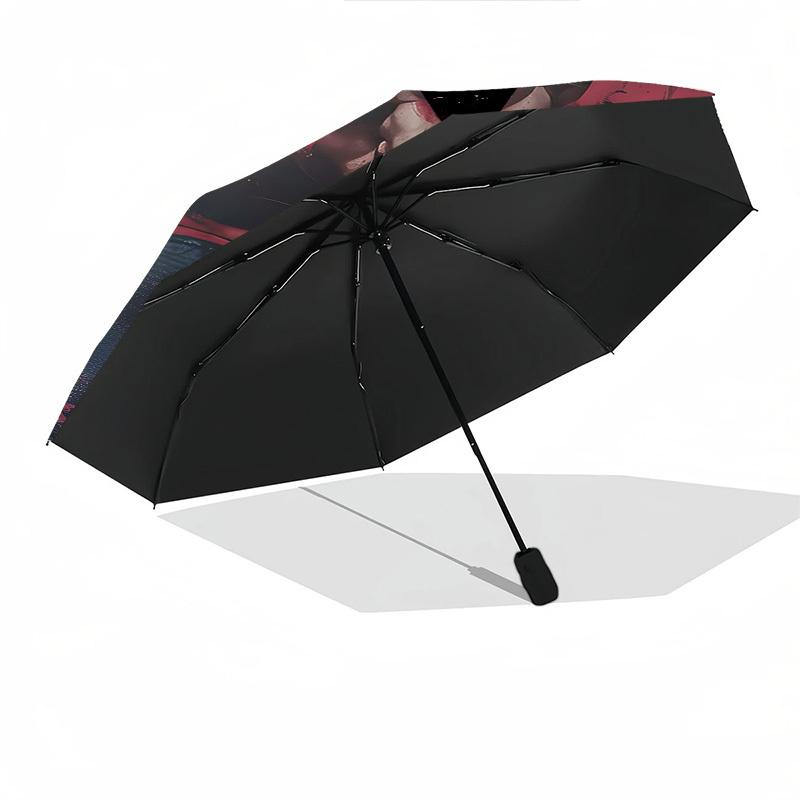 1pc Superman Cityscape Automatic Folding Umbrella - Compact 8-Rib Design, Durable Plastic & Iron1459L