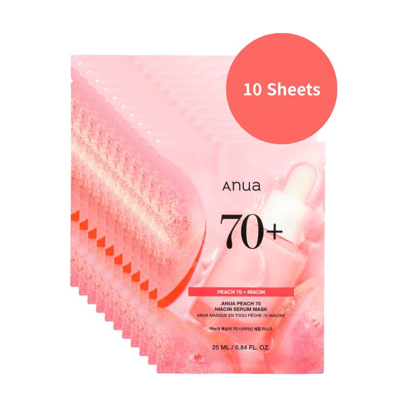 Anua Peach 70 Niacin Serum Beauty Mask 25ml × 10 Sheets – Brightening & Hydrating Korean Sheet Mask