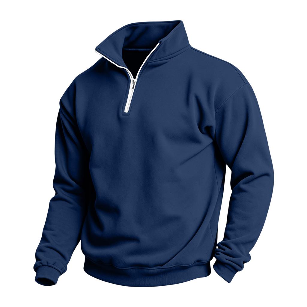 Men's Casual Quarter-Zip Stand Collar Sweatshirt